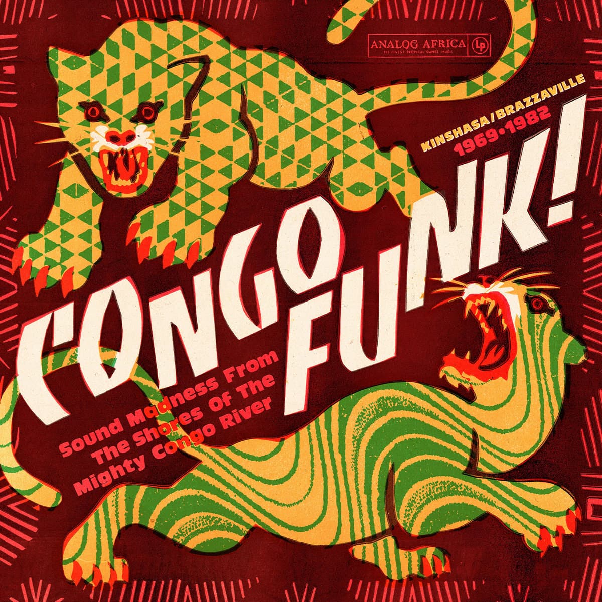 Congo Funk! 2LP vinyl compilation from Analog Africa. Black vinyl with gatefold sleeve and 16-page full-color booklet featuring rare Congolese funk tracks.