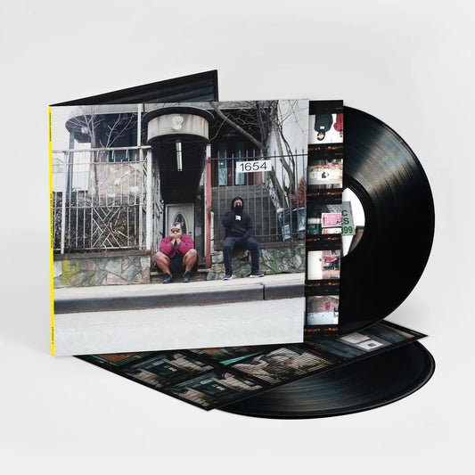 Cover, vinyl and inner sleeves for We Buy Diabetic Test Strips by Armand Hammer displayed all together in one photo.