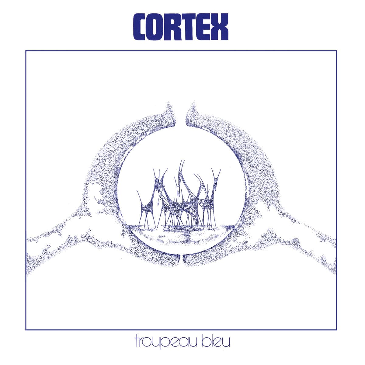 Album cover for 'Cortex - Tropeau Bleu' with abstract design and text