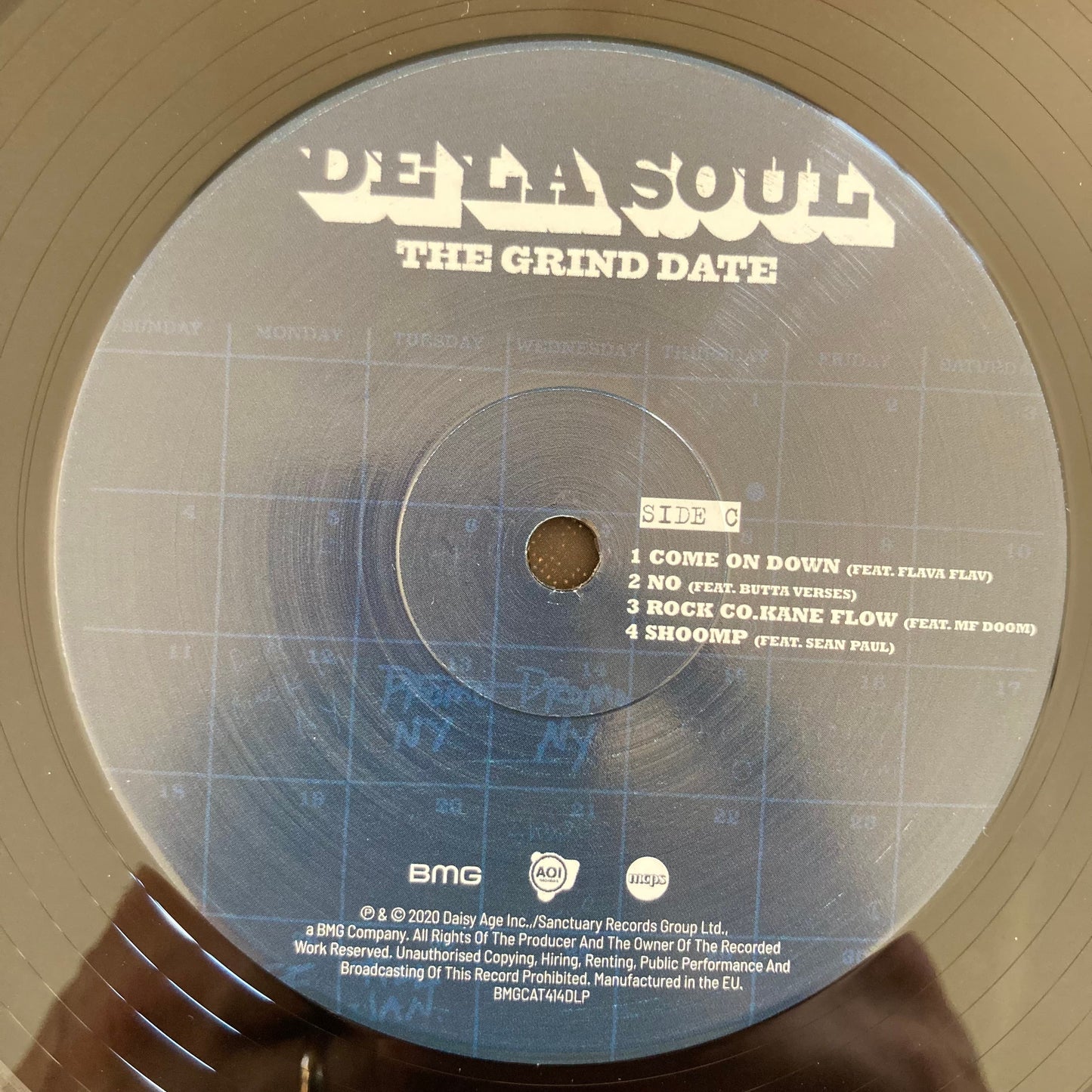 Vinyl label, side C, of De La Soul’s The Grind Date