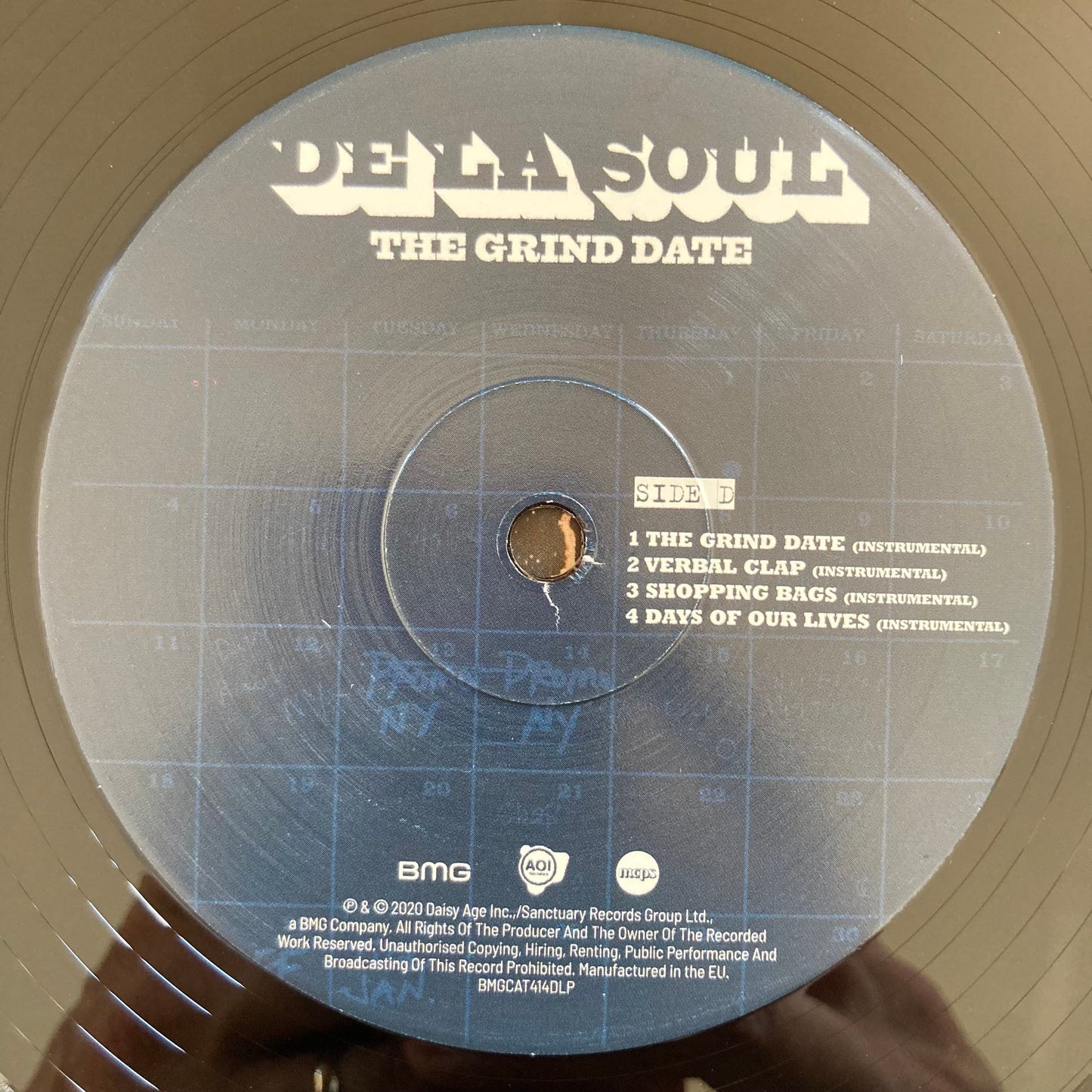 Vinyl label, side D, of De La Soul’s The Grind Date
