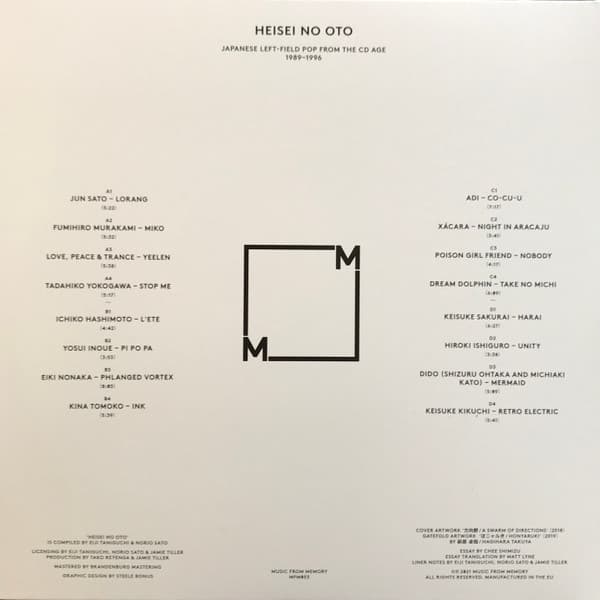 Heisei No Oto 2LP vinyl – Japanese ambient pop, synth-soul, and jazz compilation from the CD-only era, released by Music From Memory with gatefold sleeve.