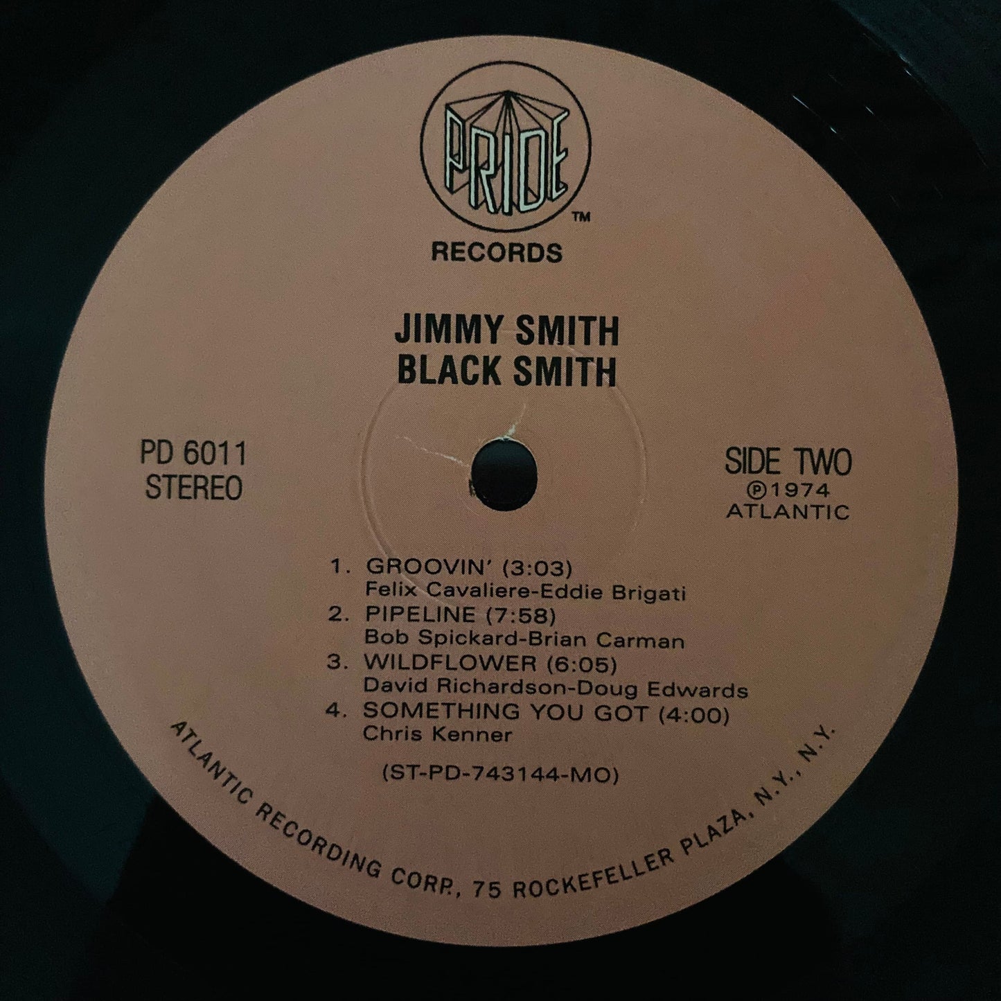 Side two label close-up of Jimmy Smith’s The Blacksmith vinyl, 2006 pressing
