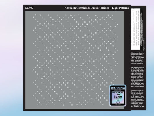 Album cover with text pattern and branding for Kevin McCormick & David Horridge