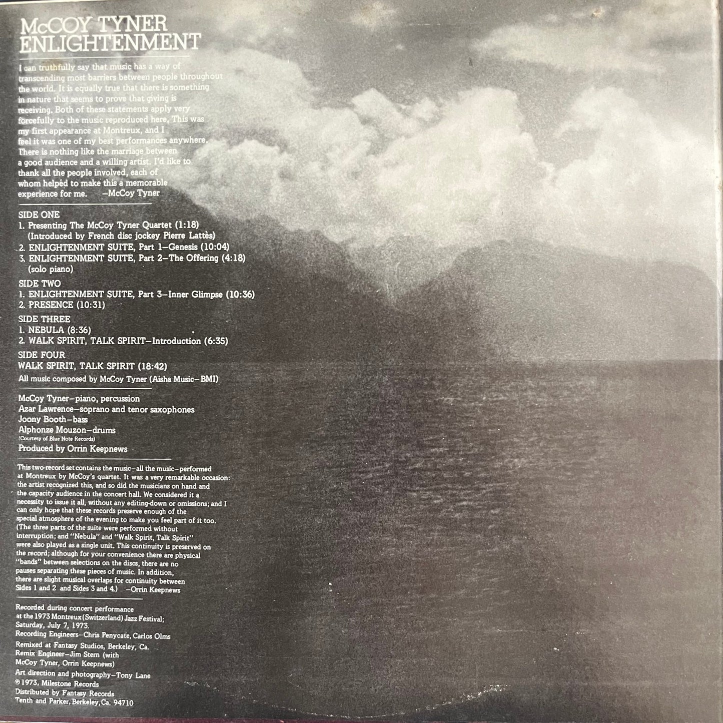 Open gatefold of Enlightenment by McCoy Tyner, Japanese pressing on Milestone Records