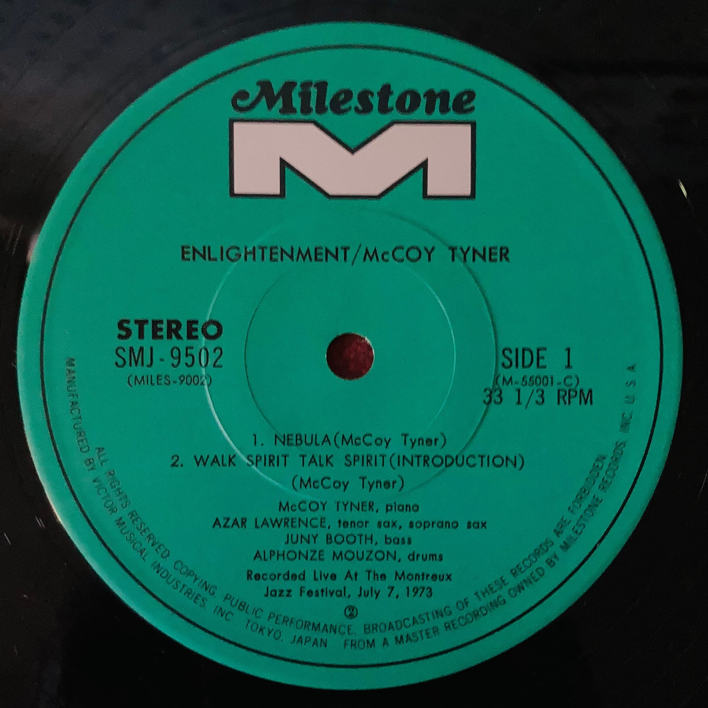 Close-up of SMJ-9501-2 label from McCoy Tyner – Enlightenment Japanese promo vinyl