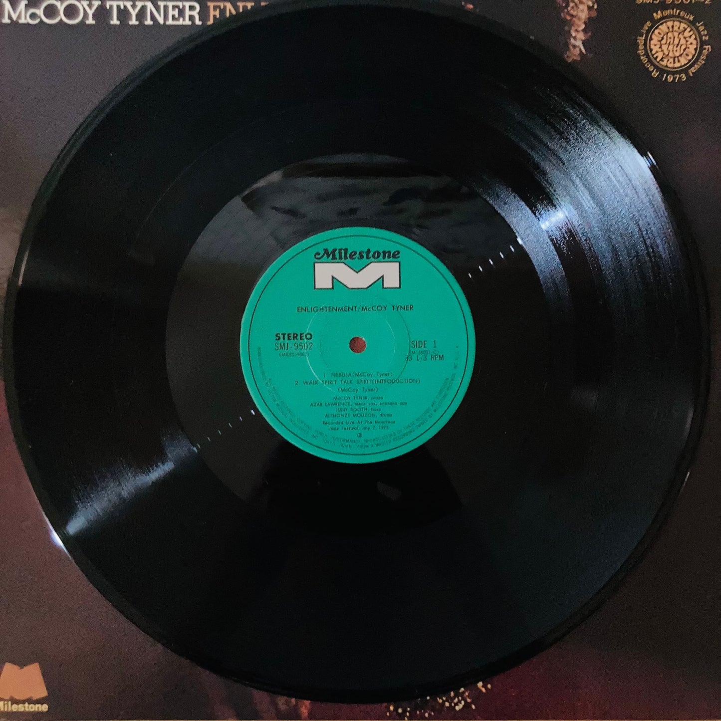 lose-up of SMJ-9501-2 label from McCoy Tyner – Enlightenment Japanese promo vinyl
