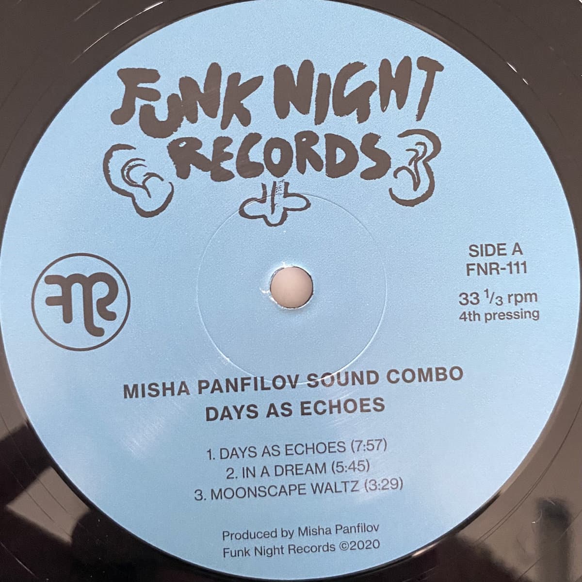 Vinyl record label for Misha Panfilov Sound Combo's 'Days as Echoes' on Funk Night Records.