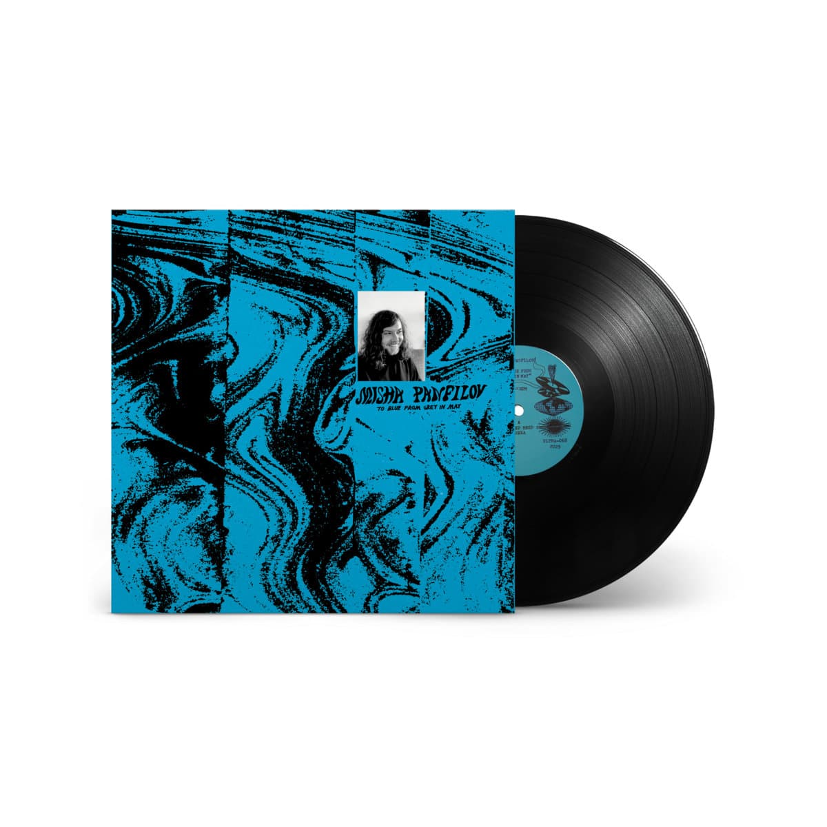 Cover art and vinyl for Misha Panfilov - To Blue From Grey In May, against a white background.