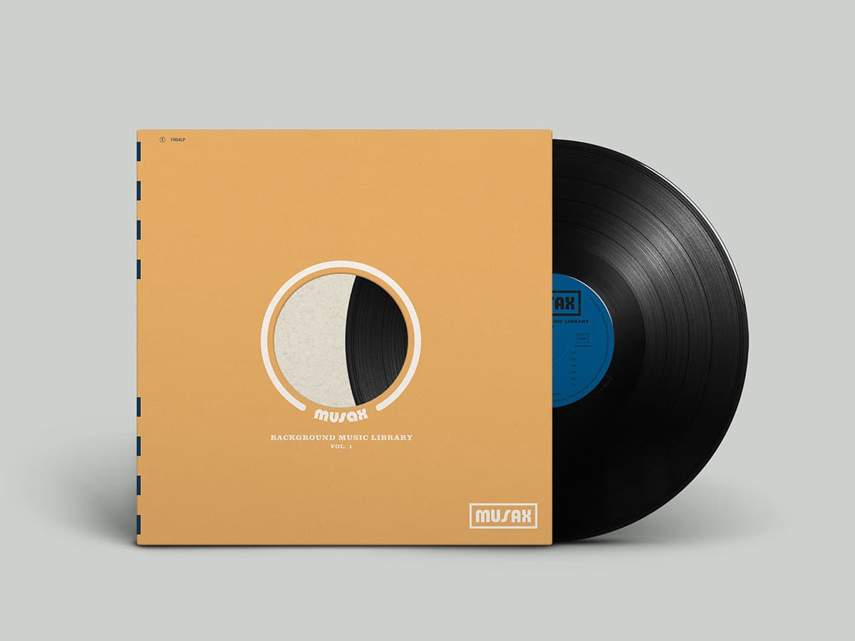 Vinyl record with a brown cover on a gray background