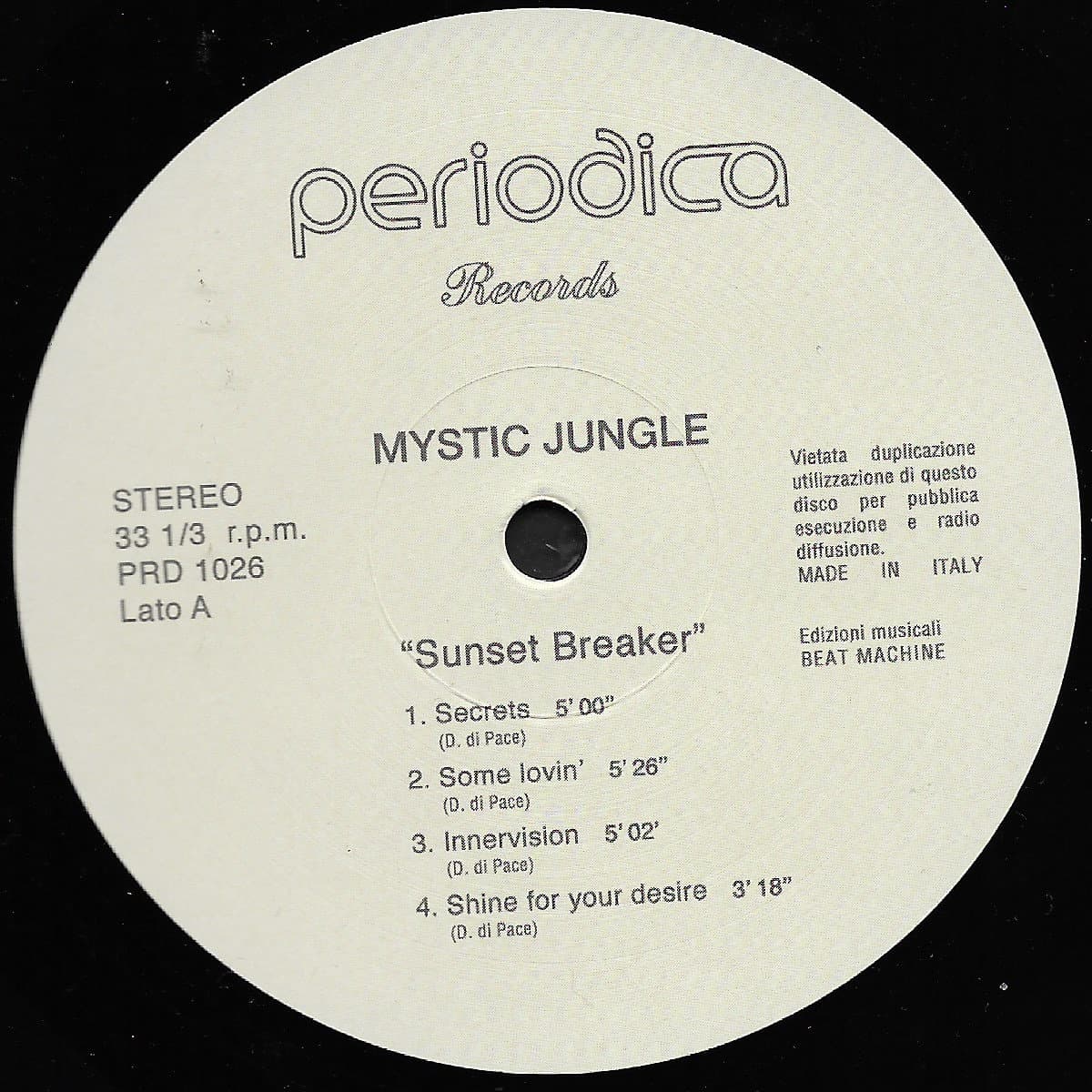Record label from Periodica Records with tracklist and branding