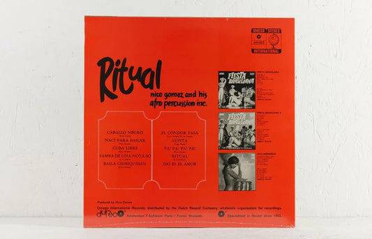 Back cover of Ritual showing tracklist, liner notes, and band info in vintage design.