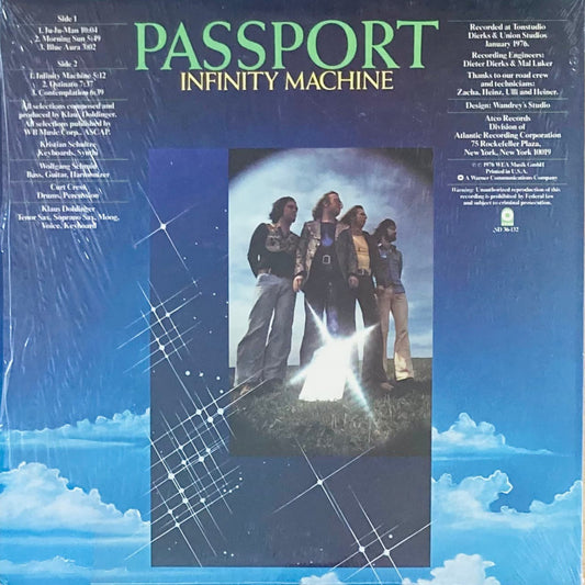Back cover of Infinity Machine LP by Passport, US pressing SD 36-132