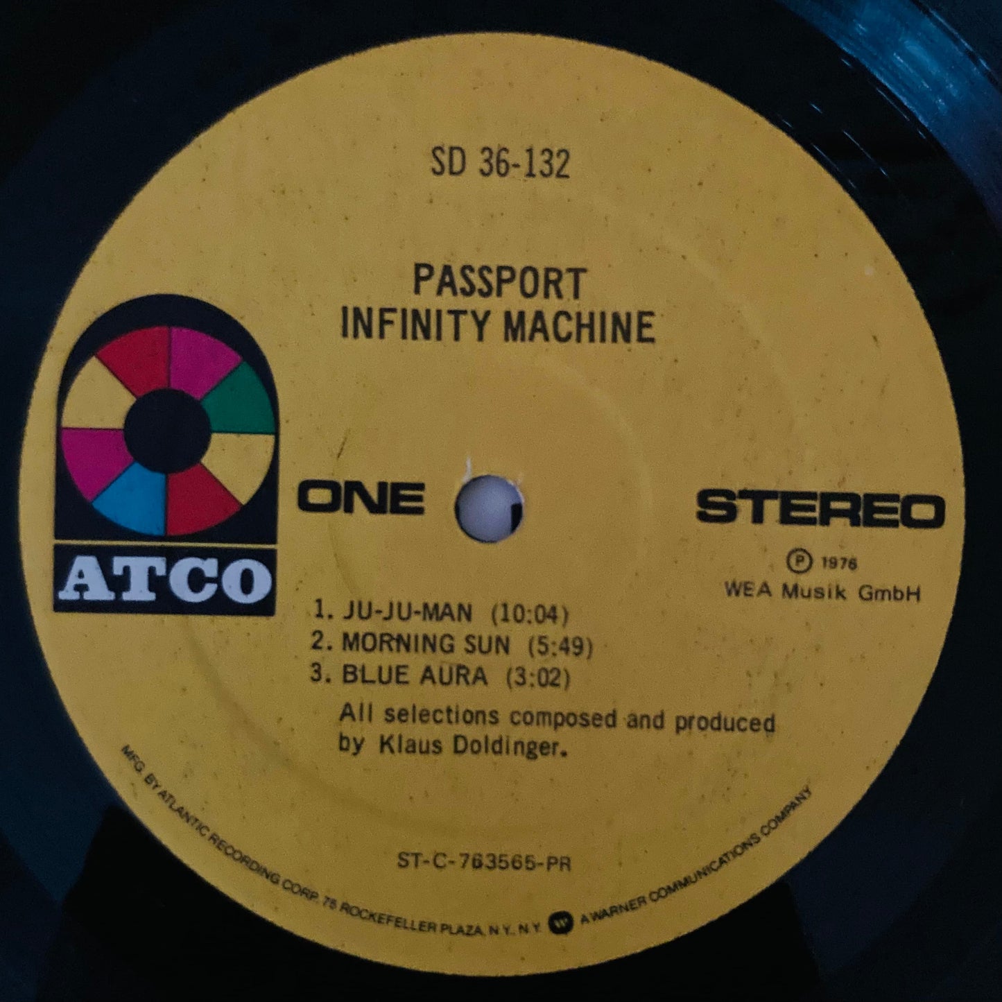 ATCO Records label on 1976 US pressing of Infinity Machine by Passport