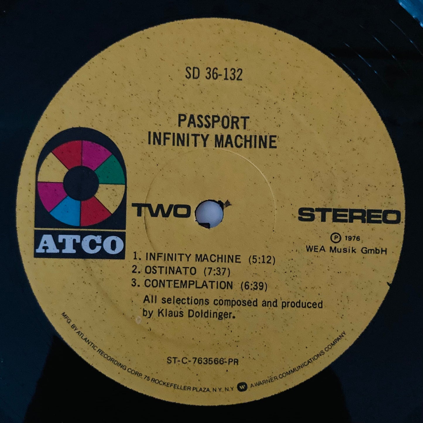 ATCO Records label side 2 on 1976 US pressing of Infinity Machine by Passport