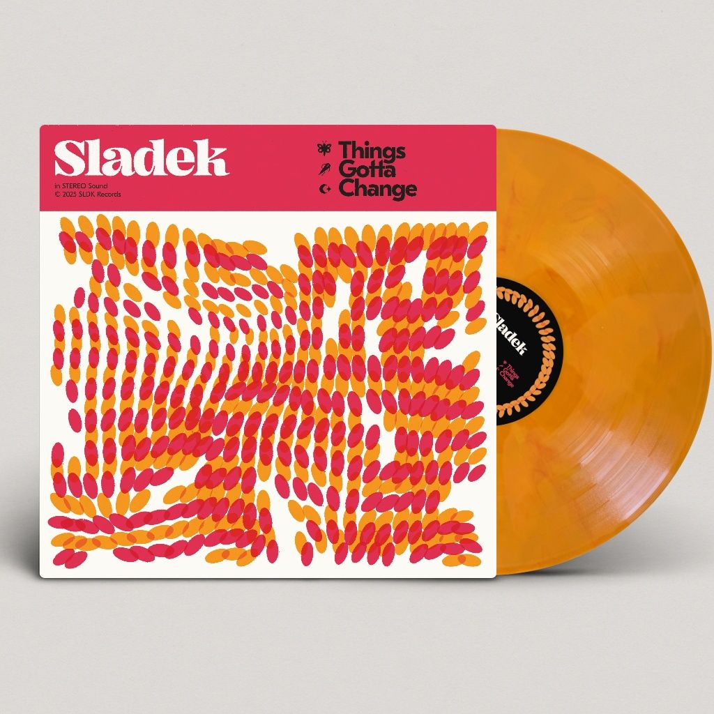 Vinyl record with a colorful cover featuring the text 'Sladek' and 'Things Gotta Change'.