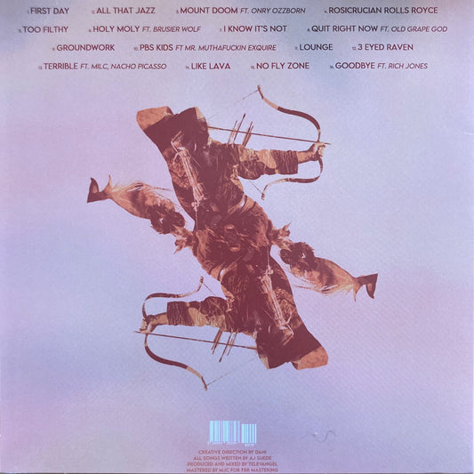 Back cover of Parthian Shots by AJ Suede & Televangel – 12″ black vinyl pressing in VG+ sleeve.