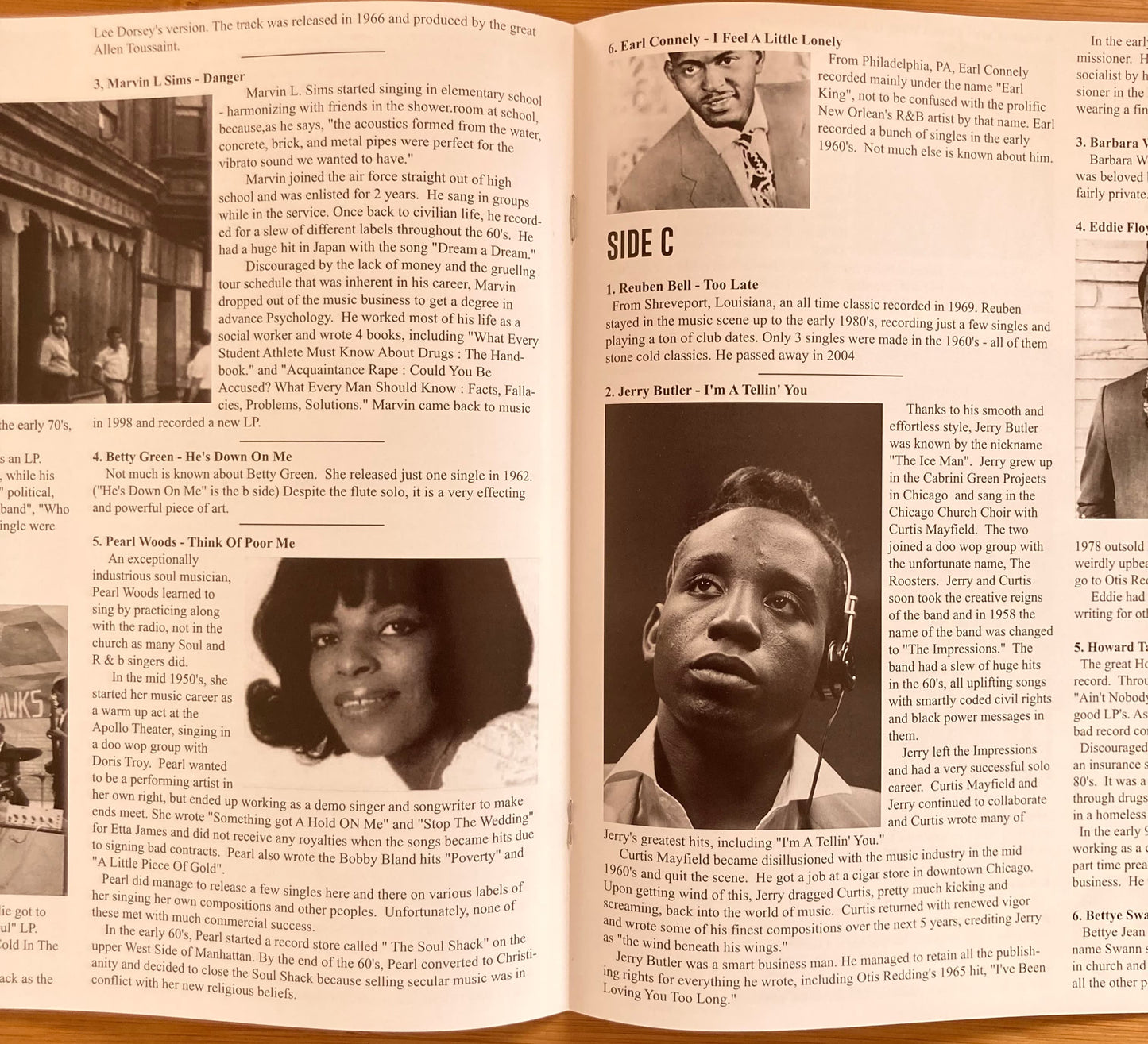 Liner note booklet for "The Truth Is A Lie" 2LP soul compilation.
