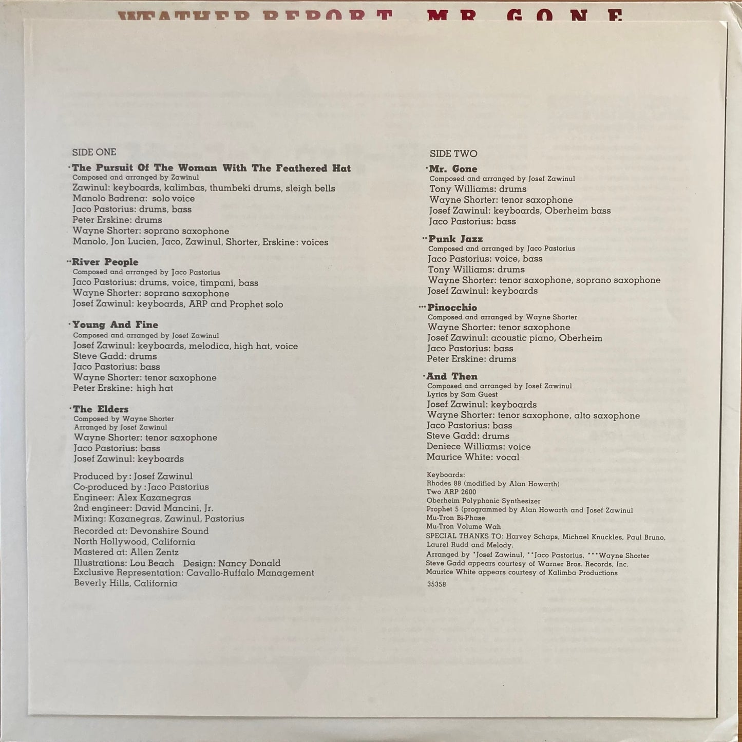 Japanese insert and obi strip laid out with Weather Report LP