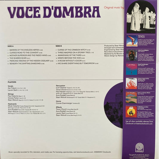 Back cover of Sean Wolcott’s Voce D’Ombra vinyl LP