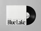 Vinyl record with 'Blue Lake' branding on a white background