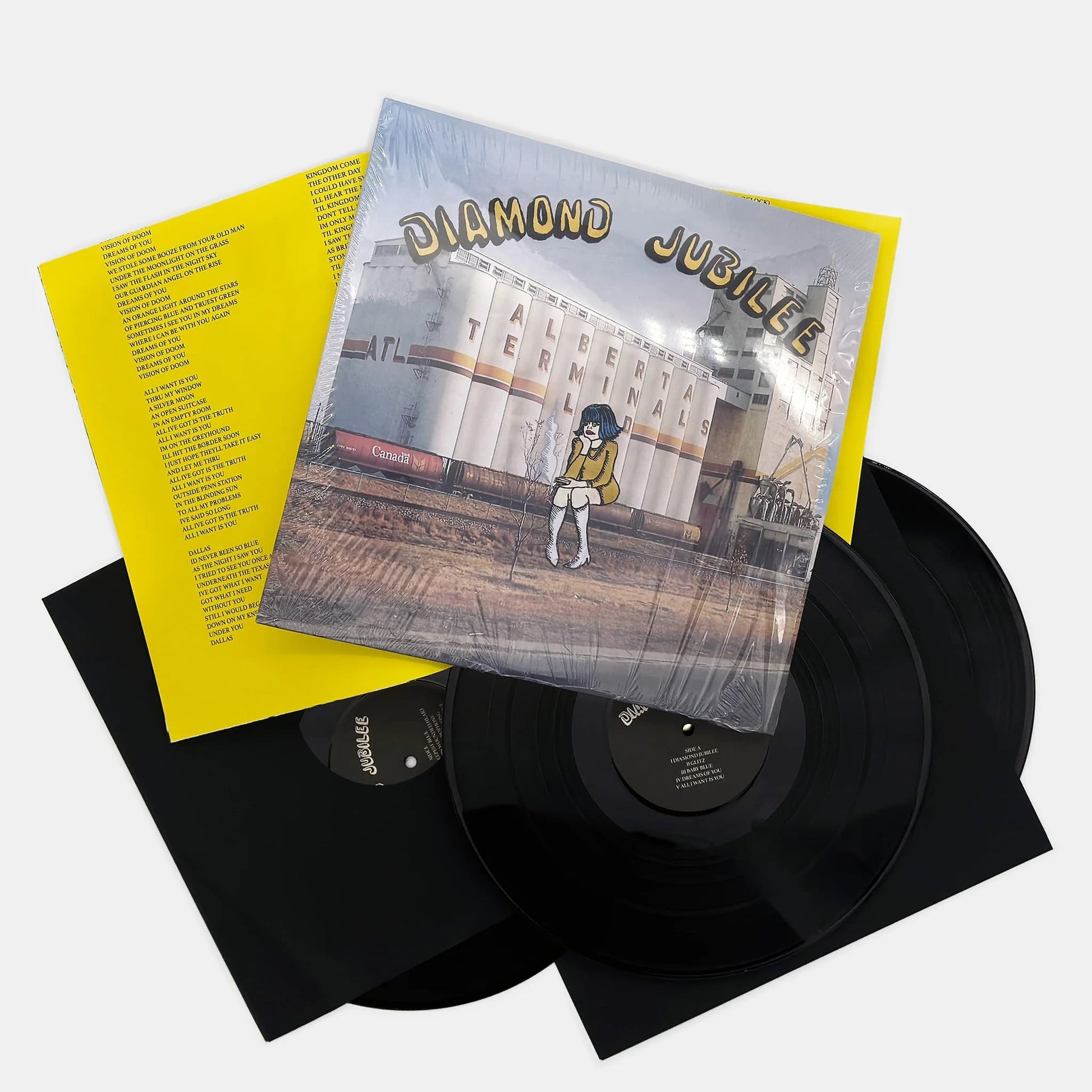 Vinyl record set for Cindy Lee's Diamond Jubilee with cover titled 'Diamond Jubilee' on a white background