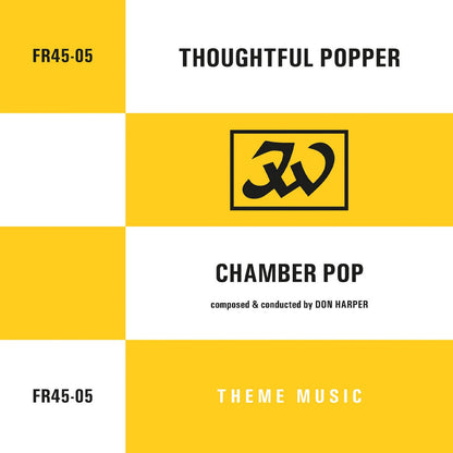 Album cover with 'Thoughtful Popper' logo and text on a yellow and white background