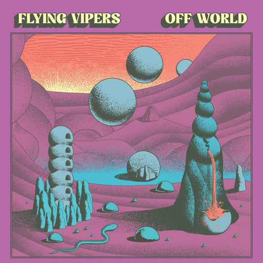 Album cover for 'Off World' by Flying Vipers with a futuristic landscape and abstract design.
