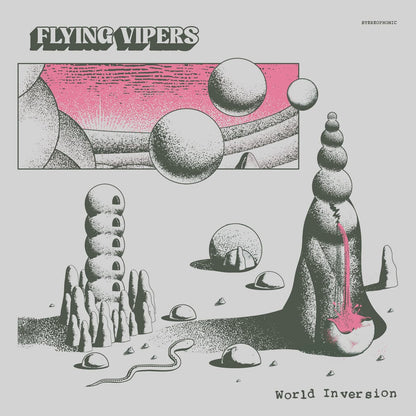 Album cover for 'World Inversion' by Flying Vipers with abstract design and text.
