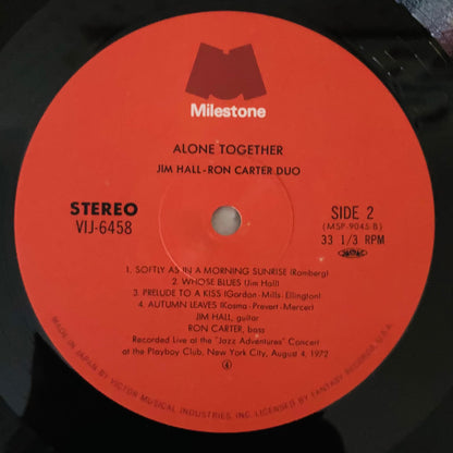 Close-up of Milestone label Side 2 on Japanese pressing of Jim Hall & Ron Carter duo album