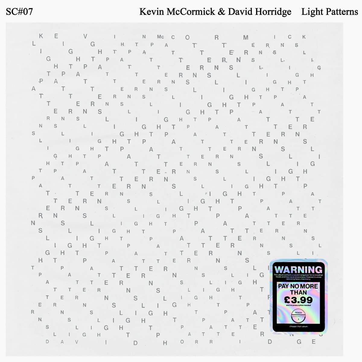 Album cover with text 'Kevin McCormick & David Horridge Light Patterns' and a warning label.