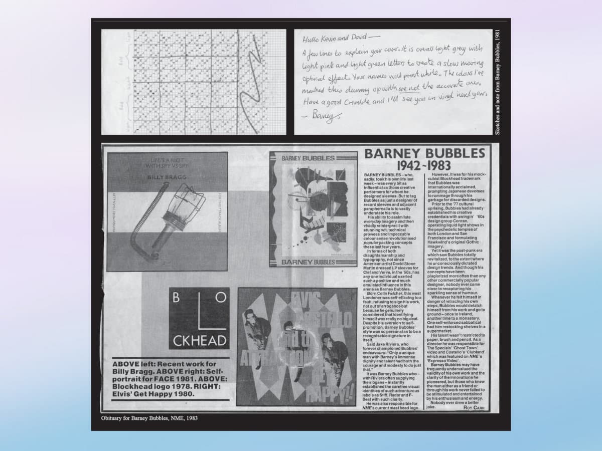 Framed collage of newspaper clippings and text on a gradient background