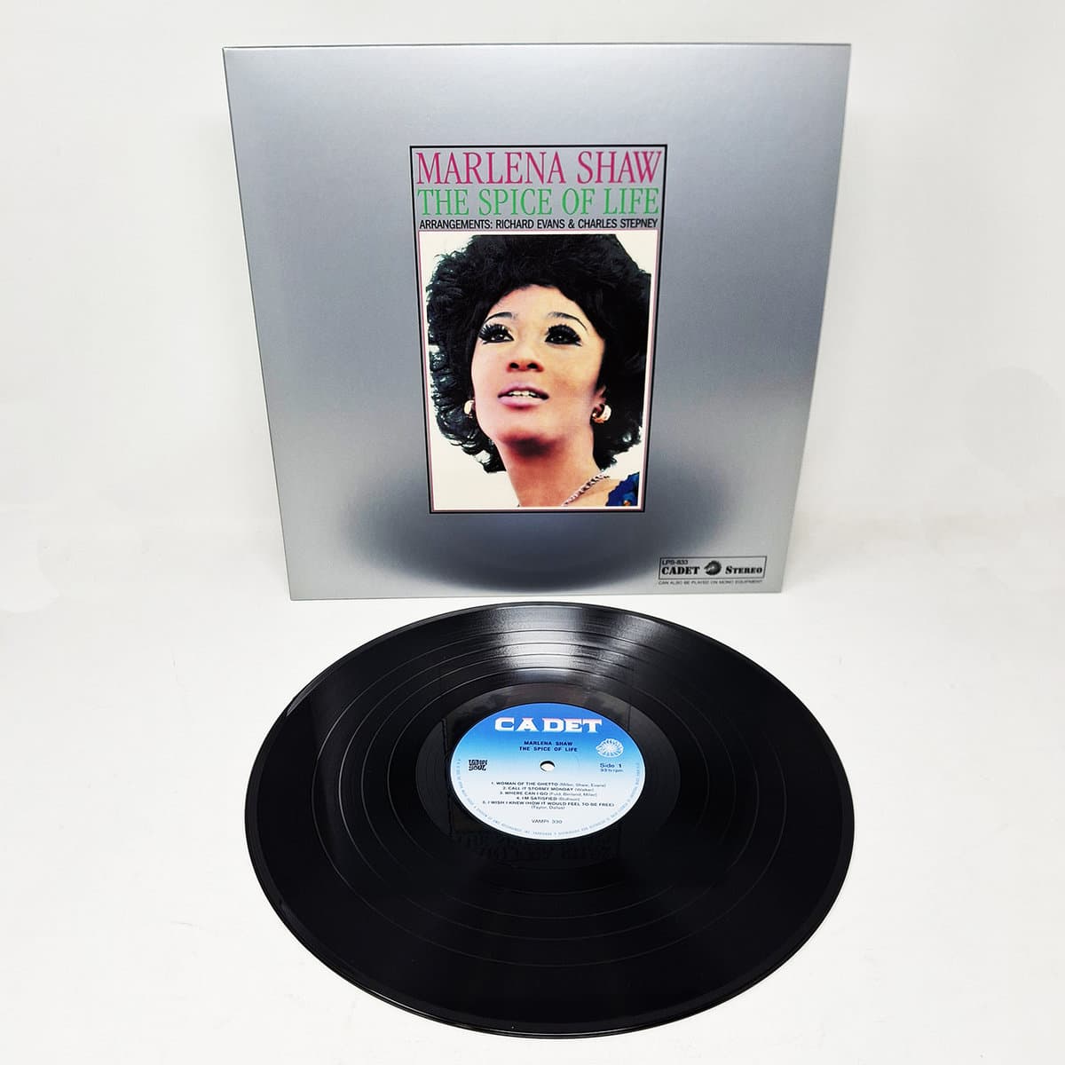 Vinyl record with cover featuring Marlena Shaw on a white background