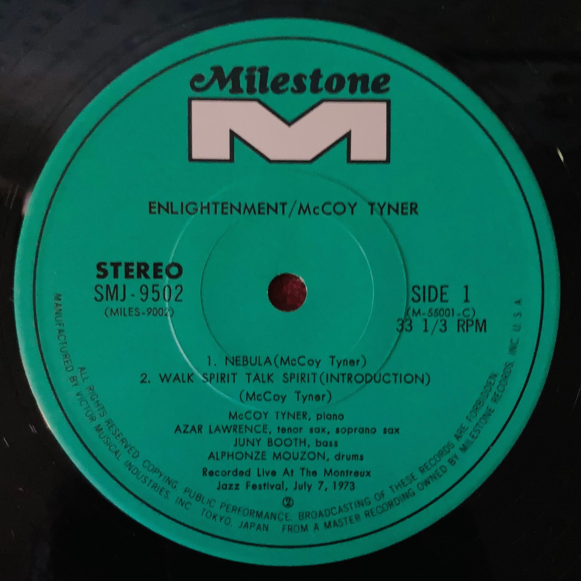 Close-up of SMJ-9501-2 label from McCoy Tyner – Enlightenment Japanese promo vinyl