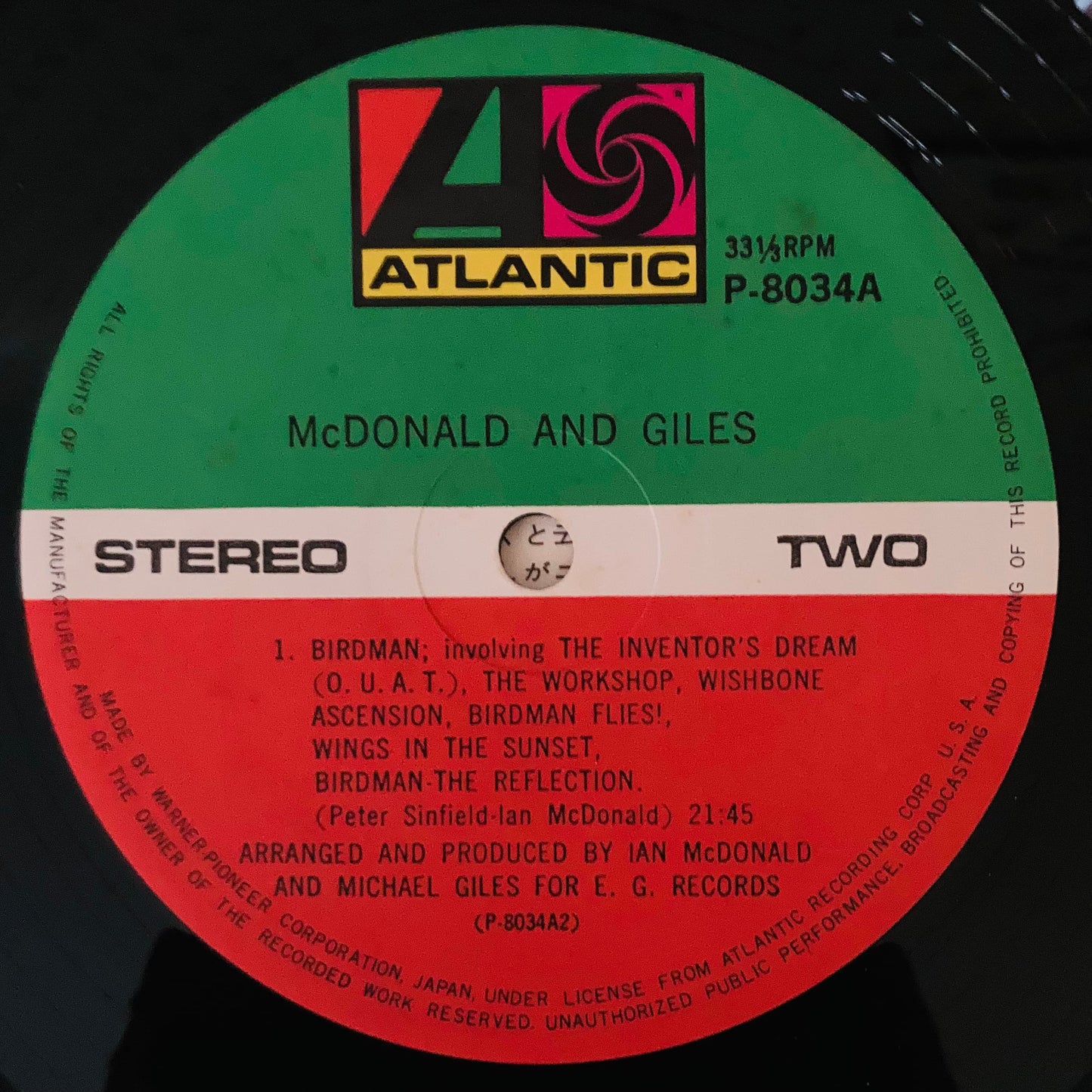 Close-up of record label, side two, for McDonald And Giles 1974 Japanese repress
