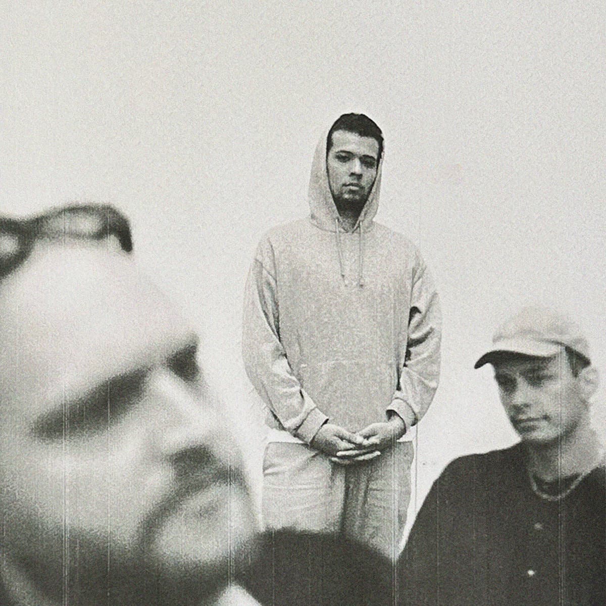 Cover art for Moses Yoofee Trio - Ocean featuring a grainy black and white photo of three men against a white background.
