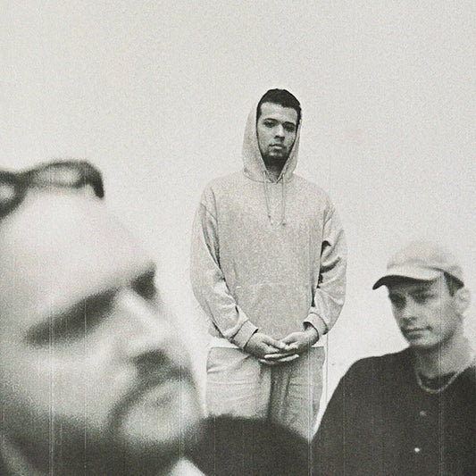 Cover art for Moses Yoofee Trio - Ocean featuring a grainy black and white photo of three men against a white background.