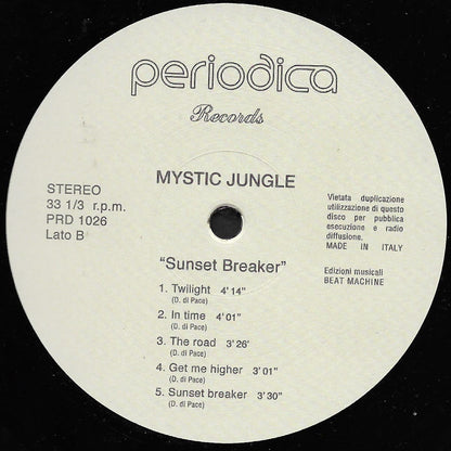 Record label for 'Mystic Jungle' by Periodica Records with tracklist and branding.