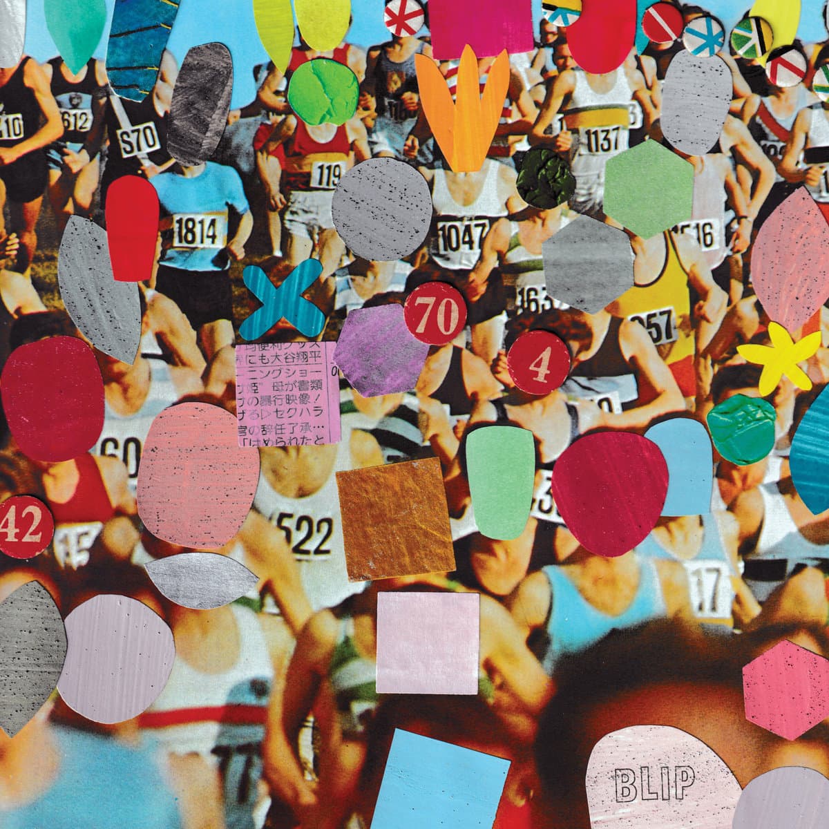 Cover art for NAHReally and The Expert - BLIP, featuring a collage of runners at a race with colorful abstract shapes overlayed