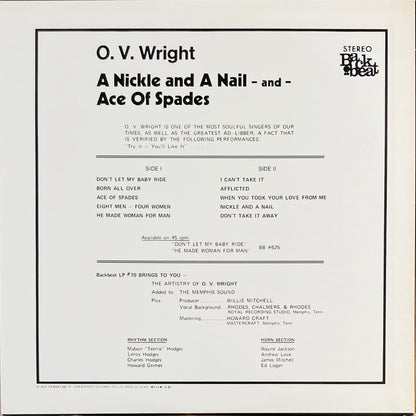 Back cover of A Nickel and a Nail... Japanese LP, Back Beat YS-8047-AB