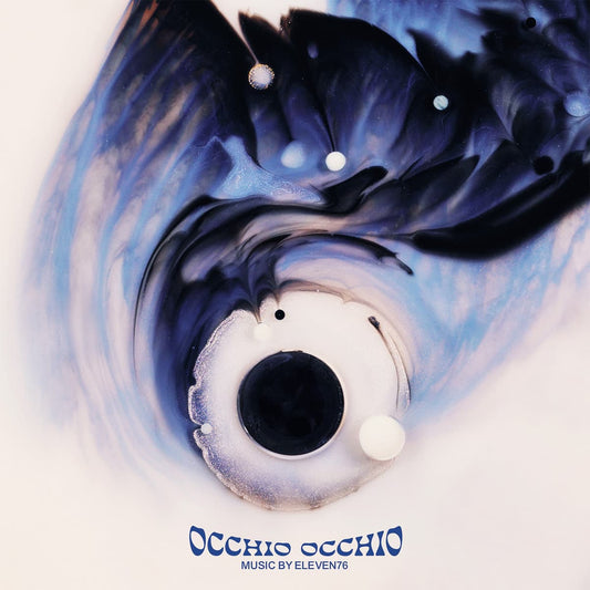 Album cover with swirling blue and white design and 'Occhio Occhio' branding.
