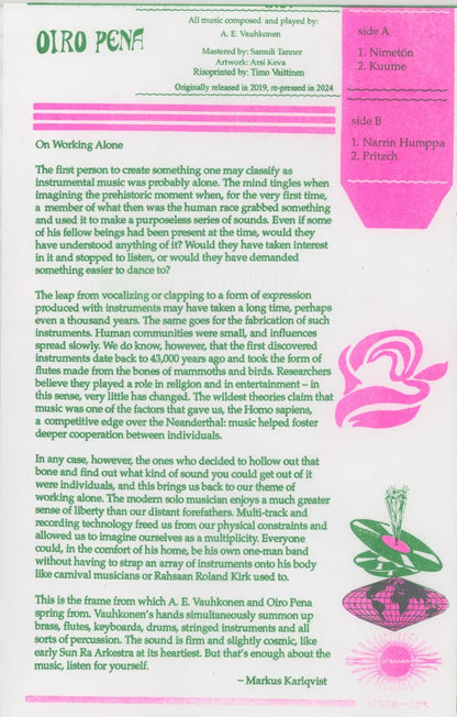 Album cover with text and pink floral design on a white background