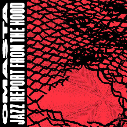 Album cover with red and black pattern and text 'Omsta Jazz Report from the Hood'.