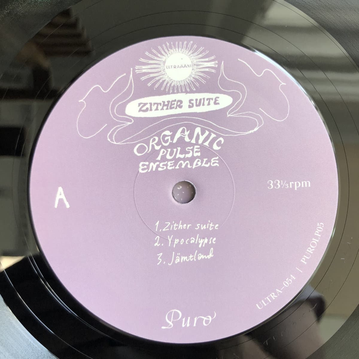 Vinyl label, side a, for Organic Pulse Ensemble - Zither Suite 