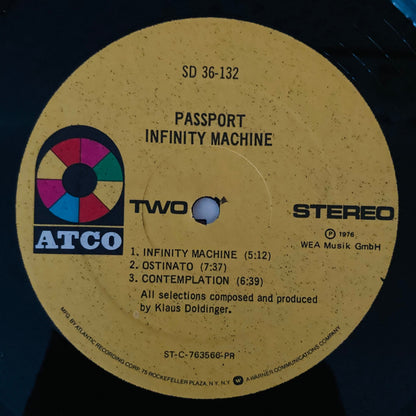 ATCO Records label side 2 on 1976 US pressing of Infinity Machine by Passport
