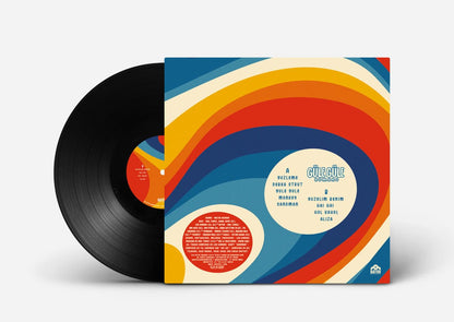Back of vinyl record for Güle Güle by Romano with a colorful sleeve and tracklist on a white background
