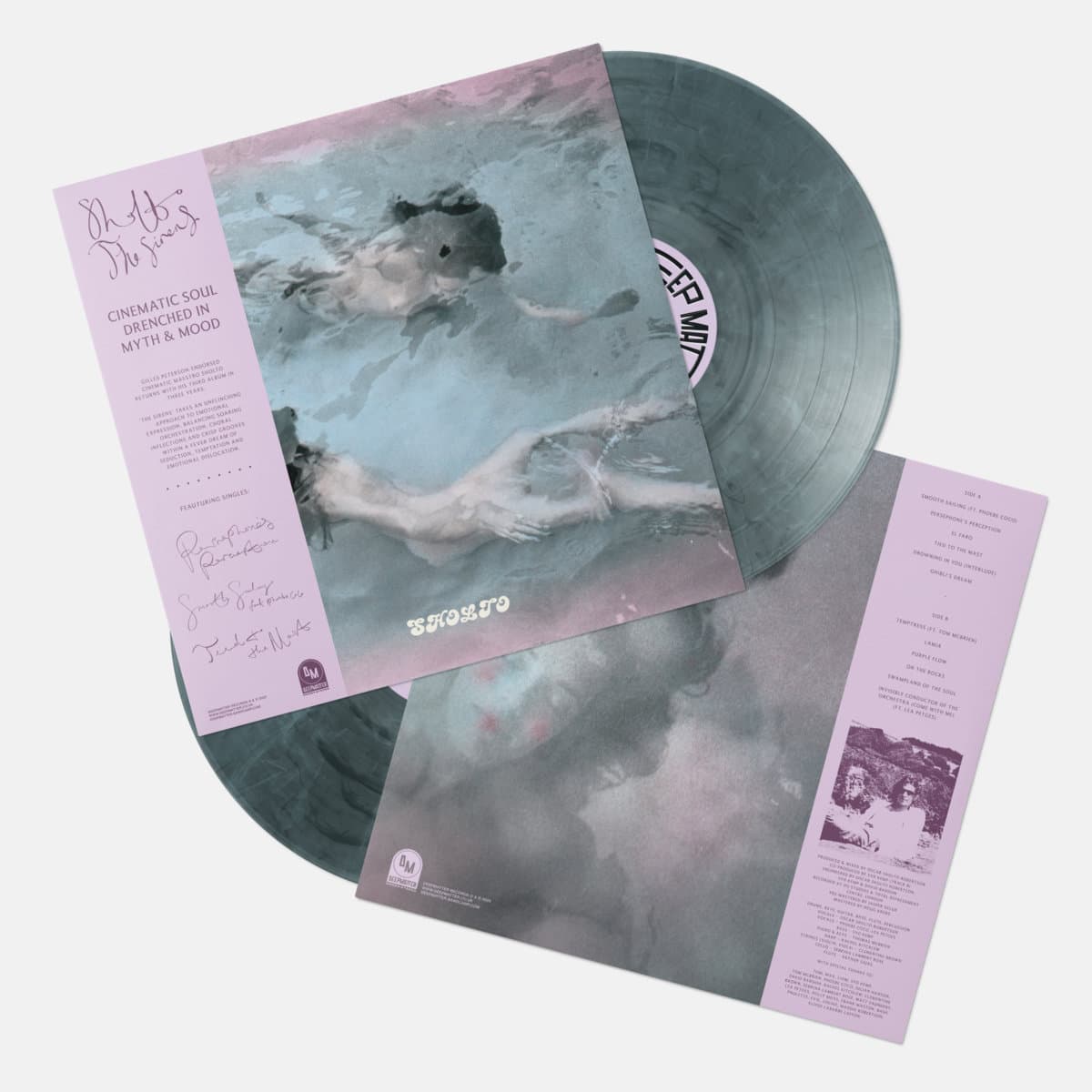 Vinyl record with cover and insert on a white background