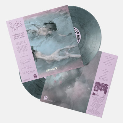 Vinyl record with cover and insert on a white background