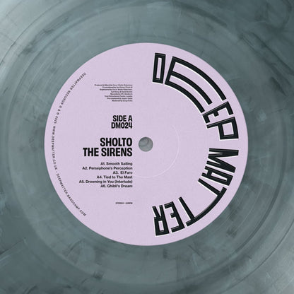 Vinyl record with a pink label displaying tracklist and album details.