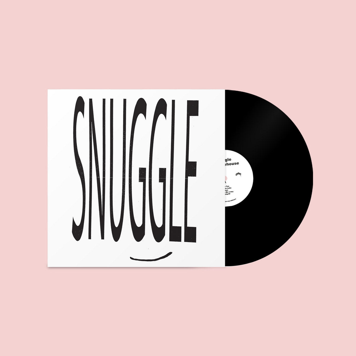 Vinyl record with 'SNUGGLE' text on a pink background